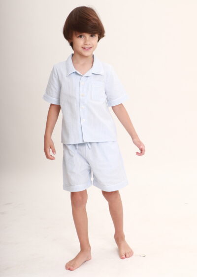 Pijama Curto Infantil Vichy Azul