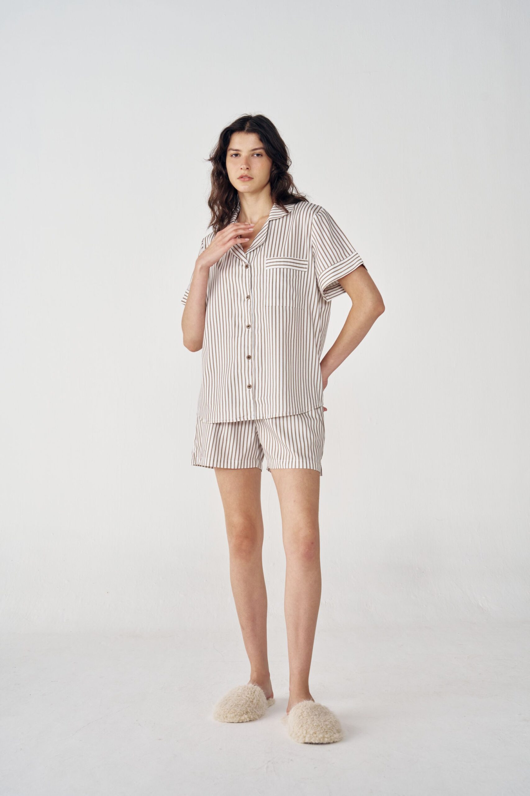 Pijama Curto Listrado Fendi