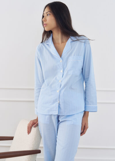 Pijama Longo Algodão Azul Sky