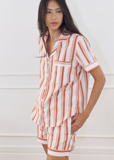 Pijama Curto Algodão Listrado Positano