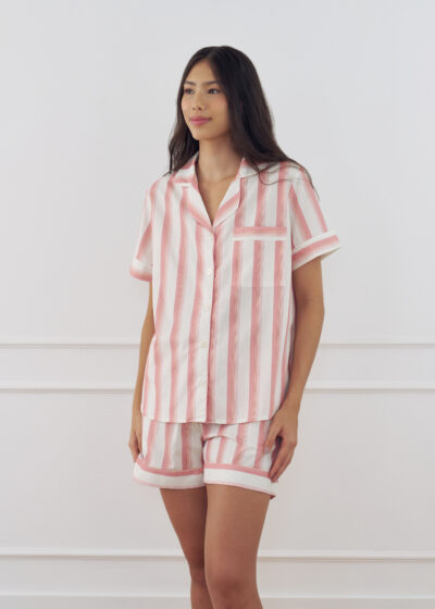 Pijama Curto Algodão Listrado Capri