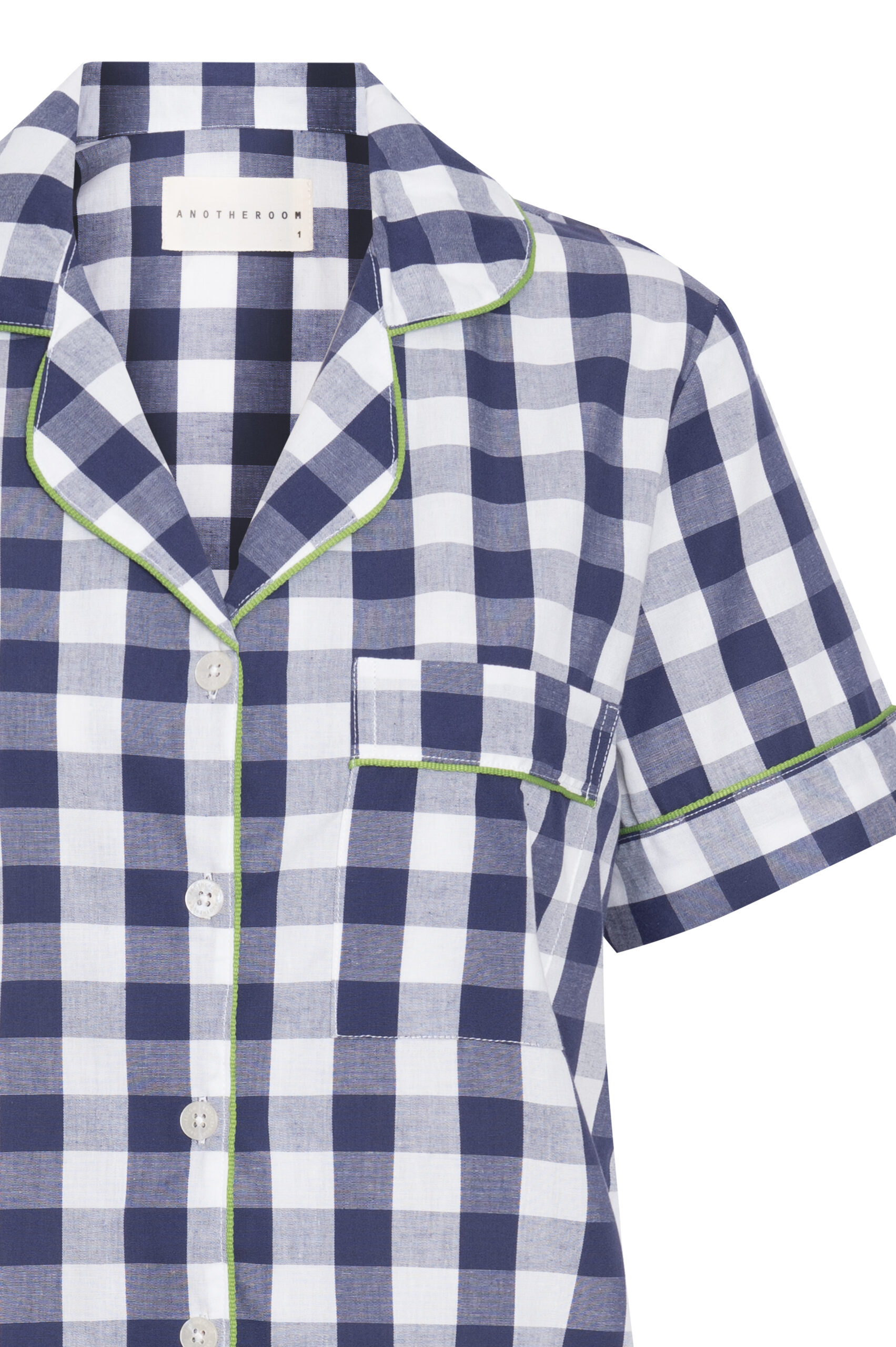 Pijama Curto de Algodão - Vichy Marinho - Imagem 4