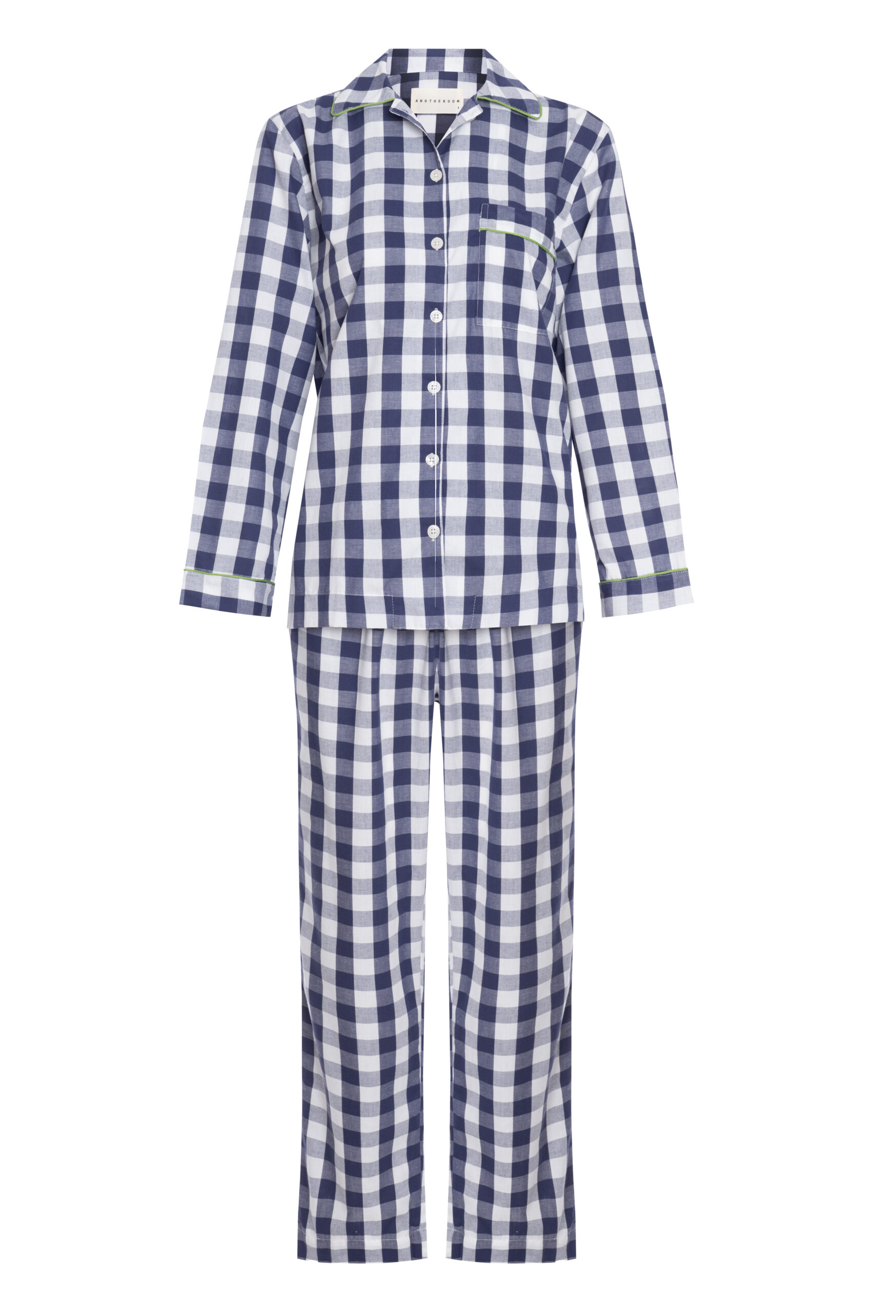 Pijama Longo de Algodão - Vichy Marinho - Imagem 3
