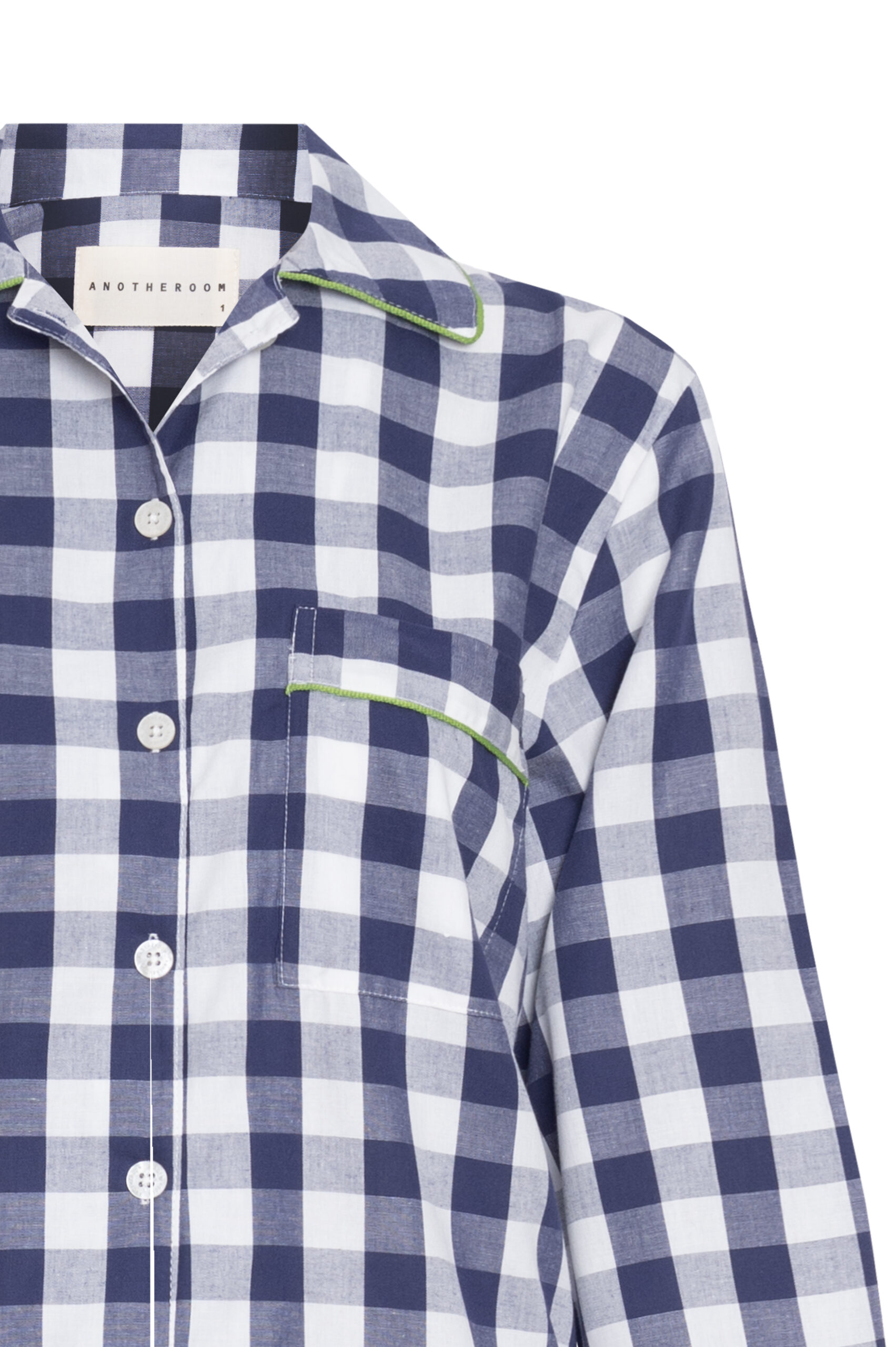 Pijama Longo de Algodão - Vichy Marinho - Imagem 4